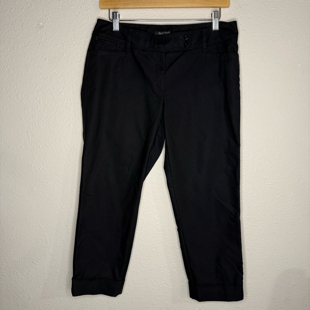 White House Black Market Perfect Form Slim Ankle Pants Black Cuffs Women’s Sz 8